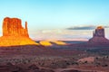 View of the West and East Mittens with a shadow between them in Navajo NationÃ¢â¬â¢s Monument Valley Park.Arizona.USA Royalty Free Stock Photo