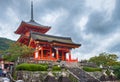 West gate and three-storied pagoda on the hill at Kiyomizu-dera temple. Kyoto, Japan Royalty Free Stock Photo