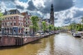 Westerkerk church and Anne Frank house in Amsterdam