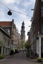 View of Westerkerk church`s tower