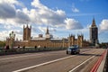 View from the Westminster Bridge on a scaffolding tower around Elizabeth, known as Big Ben Royalty Free Stock Photo