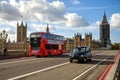 View from the Westminster Bridge on a scaffolding tower around Elizabeth, known as Big Ben Royalty Free Stock Photo