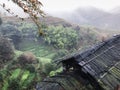 view of wet shed and terraced fields from Tiantou Royalty Free Stock Photo