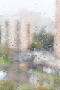 View of wet window glass of apartment house Royalty Free Stock Photo