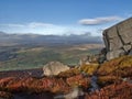 View of Wharfedale from the top of Simons Seat in Yorkshire, England