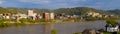 The Ohio River cuts Through Wheeling West Virginia and Bridgeport Ohio