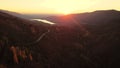 View from where the drone overlooks the Ambroz Valley in Caceres, Extremadura, Spain