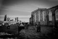 View of Whitby Abbey and cemetery during the night in North Yorkshire,UK Royalty Free Stock Photo