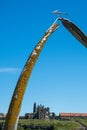 View of Whitby Abbey through Whalebones memorial Royalty Free Stock Photo