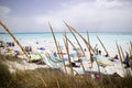 View of the white beaches of Vada in Rosignano Italy