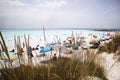 View of the white beaches of Vada in Rosignano Italy