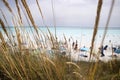 View of the white beaches of Vada in Rosignano Italy