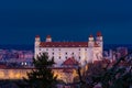 View of the White Castle of Bratislava by night Slovakia