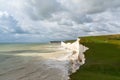 View of the white cliffs of the Seven Sisters in East Sussex on the English Channel