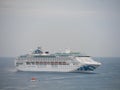 View of white cruise ship at sea Royalty Free Stock Photo