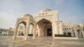 View of white domes of main entrance to Presidential Palace, with designed floor.