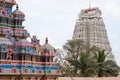 Contrasting temple gateways at Trichy in Tamil Nadu