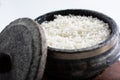 white rice in Korean stone pot