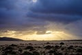 View on white sandy dunes near Corallejo beach at winter, Fuerteventura, Canary islands, Spain Royalty Free Stock Photo