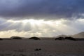 View on white sandy dunes near Corallejo beach at winter, Fuerteventura, Canary islands, Spain Royalty Free Stock Photo