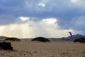 View on white sandy dunes near Corallejo beach at winter, Fuerteventura, Canary islands, Spain Royalty Free Stock Photo