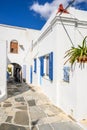 Typical Greek architecture in Lefkes village on Paros Island, Cyclades, Greece Royalty Free Stock Photo