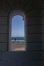 View through whitewashed structural arch on Cape Byron Lighthouse Royalty Free Stock Photo