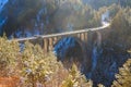 View of Wiesen Viaduct, Rhaetian railway, Graubunden in Switzerland Royalty Free Stock Photo