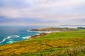 A view of the wild coastline of the Atlantic Ocean in the city of A Coruna in Spain