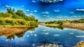 View on wild Vistula riverside in Jozefow near Warsaw in Poland.