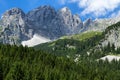 View of Wilder Kaiser Mountains. Austria, Tyrol, Gruttenhuette