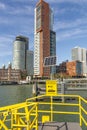 View on the Wilhelminapier Rotterdam, Landverhuizersplein, Montevideo, Rijnhavenbrug, hotel New York