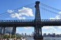 View of Williamsburg Bridge from Domino Park in Brooklyn, New York