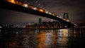 View of Williamsburg Bridge at night. New York City, USA. Royalty Free Stock Photo