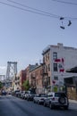 View of the Williamsburg Bridge from the 6th St in the Williamsburg neighborhood, New York City. Usa