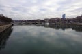 View of the Wilson bridge over the Saone river, Lyon, France Royalty Free Stock Photo