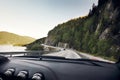 A view of the road from a moving  sport car Royalty Free Stock Photo