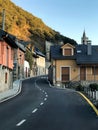 View of winding road in the village of Molinaseca, in the Bierzo region of Spain. Royalty Free Stock Photo