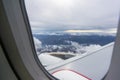 View through window in airliner in the air