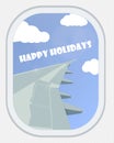 View from the window of an airliner. Happy holidays. Vector. Royalty Free Stock Photo