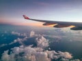 View from window of an airplan during sunst or sunrise, AirAsia Berhad