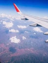 View from window of an airplan during sunst or sunrise