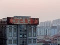 View from the window on the architecture of the Chinese city