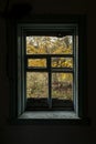 View from the window on the autumn courtyard Royalty Free Stock Photo