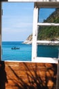 The view from the window of the bungalow on the sea island Royalty Free Stock Photo