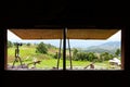 View from window with camera at Baan Pa Pong Piang located in Mae Jam, Chiangmai, Thailand.