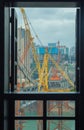The view from the window, construction of the bridge underway Royalty Free Stock Photo