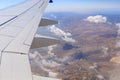 View from the window of a Flydubai plane flying over the territory of the country of Israel in Israel