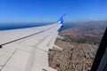 View from the window of a Flydubai plane taking off on buildings in the center of the country, in Tel Aviv, and on the Israeli