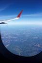 view from window of flying plane Royalty Free Stock Photo